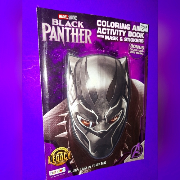 Black Panther Marvel coloring book with mask - Picture 1 of 6